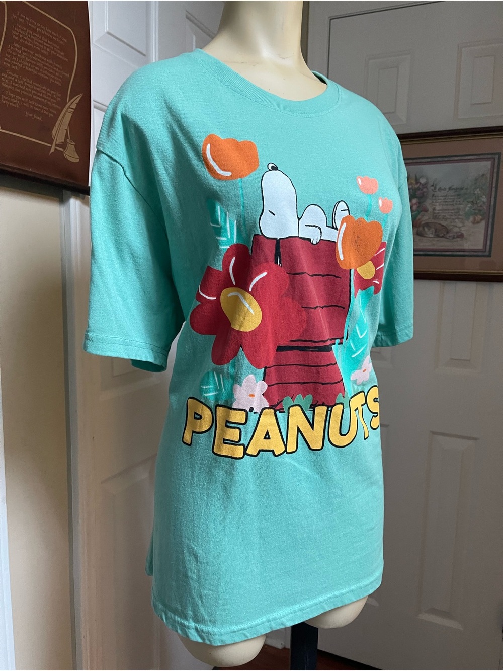 * Any 3 T Shirts for $10* Peanuts Snoopy Floral Graphic Tee - Aqua/Green